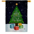 Cuadrilatero 28 x 40 in. Wonderful Time of Year House Flag w/Winter Christmas Dbl-Sided Vertical Flags  Banner CU3873088